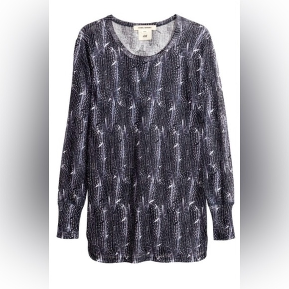 H&M x Isabel Marant Linen Feather Print Long Sleeve Top 4 - Picture 1 of 6